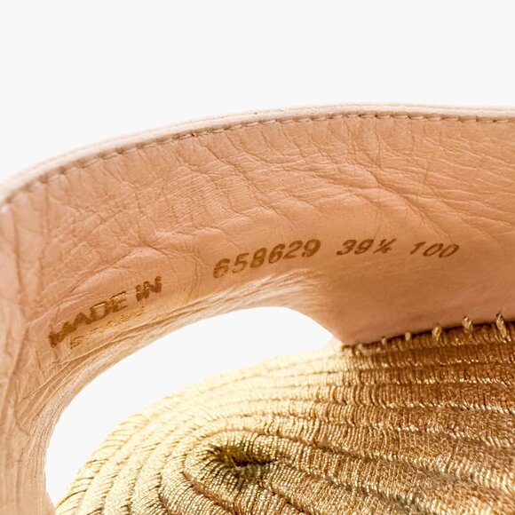 Gucci Flor GG Espadrille Wedge Sandals EU 39.5 US 9.5 Pink Gold Platform Heel - Picture 10 of 11